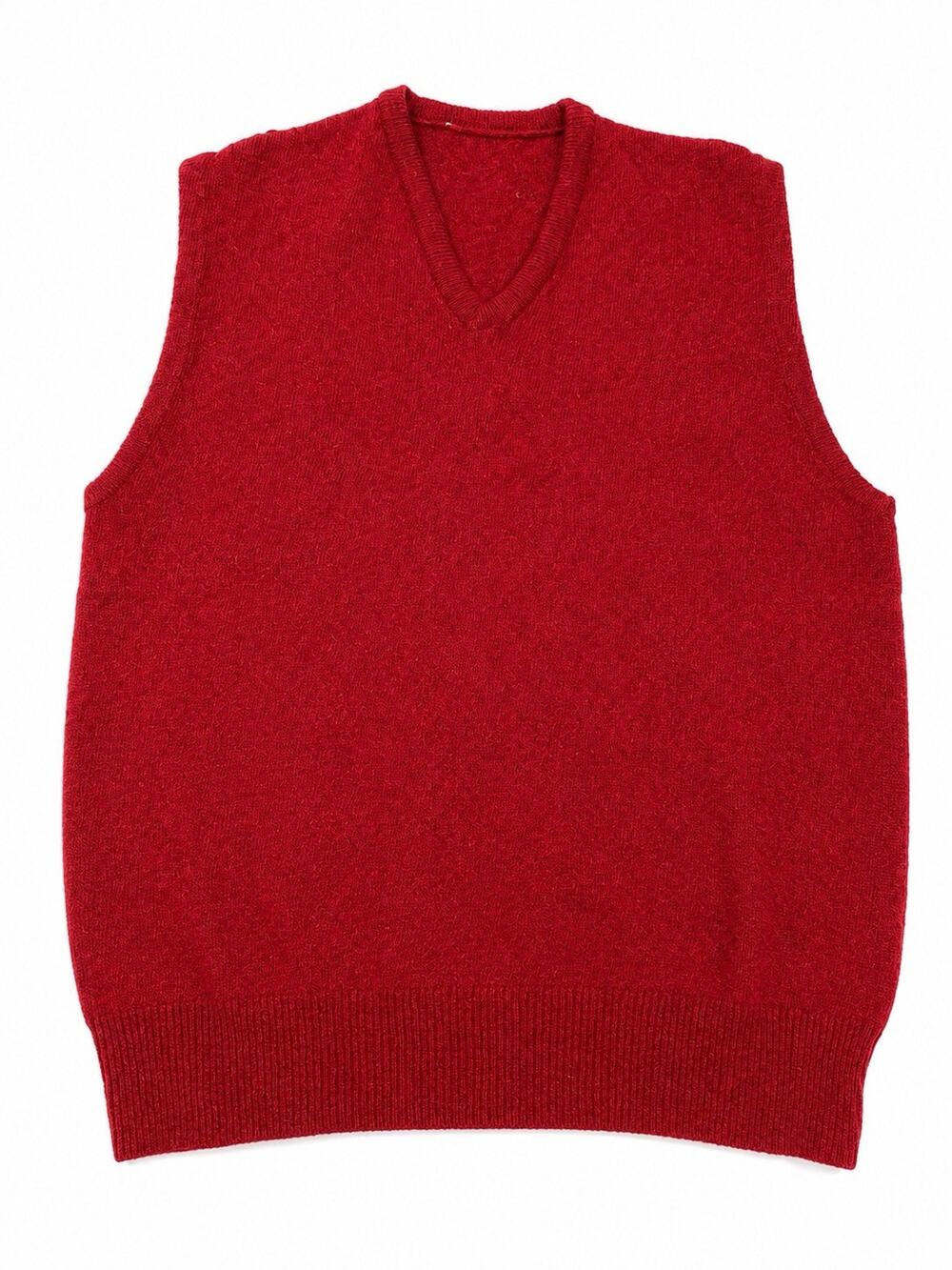 Vintage Red V-Neck Sweater Vest Men’s Medium Wool Blend Sleeveless